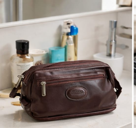 FlyGear Premium Leather Toiletry Kit